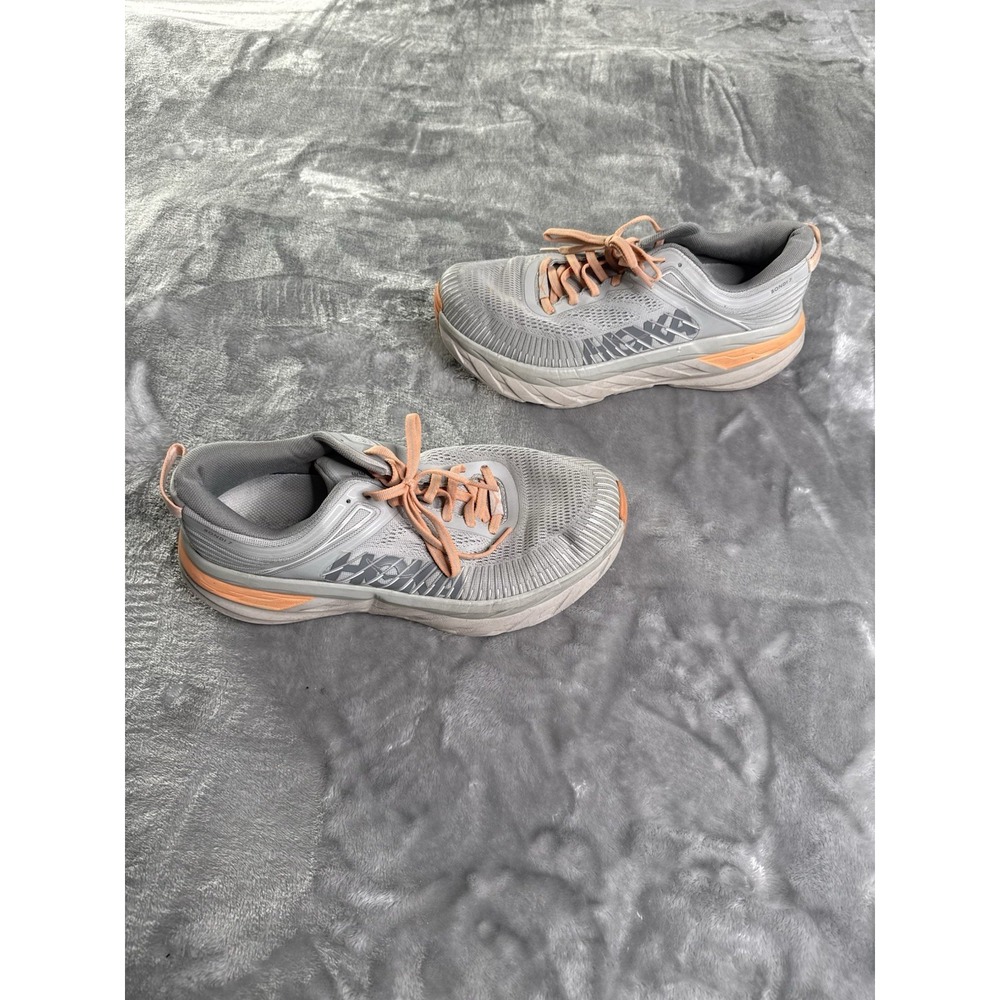 Hoka One One Bondi 7 Women's Running Shoes Size 9.5 Gray Harbor Mist/Sharkskin